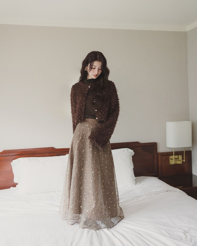 精緻刺繡花朵雙層長裙