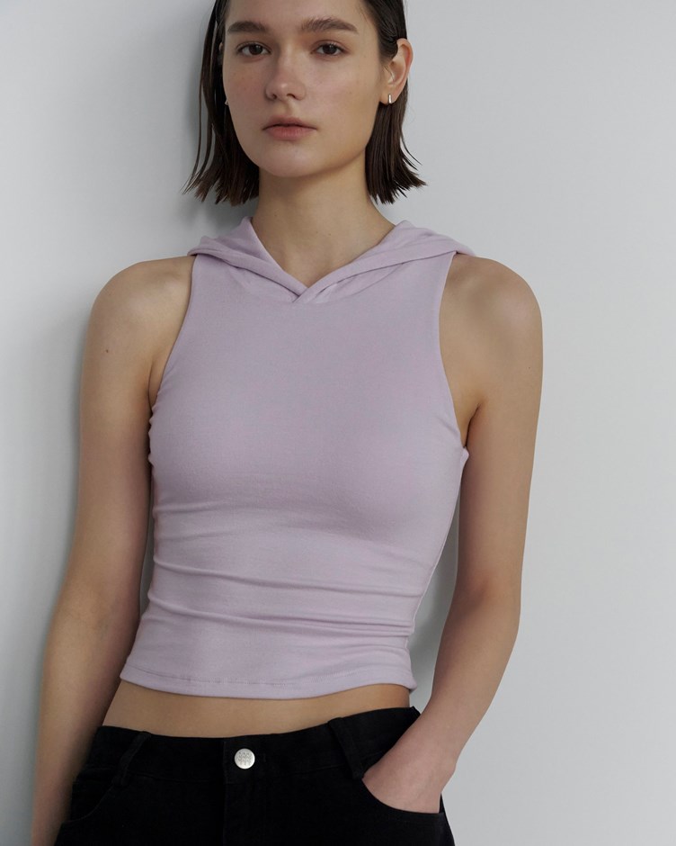 MIT 柔彈連帽削肩BRA TOP