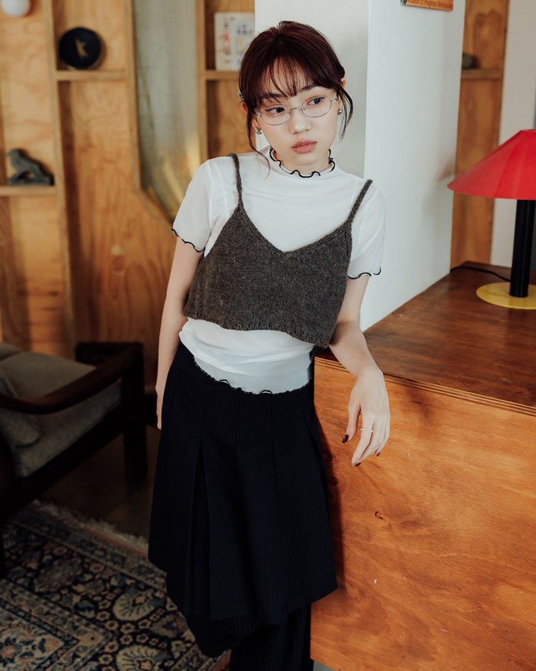 後綁帶短版針織背心