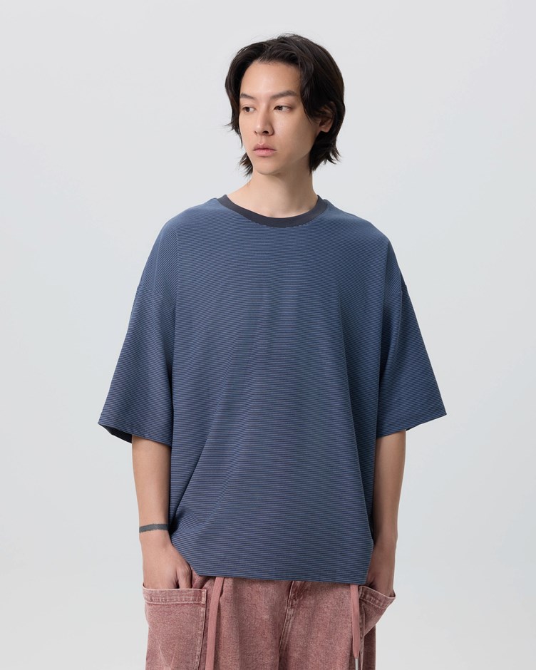 細條紋寬版TEE