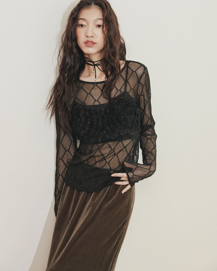 毛毛花邊短版外罩背心