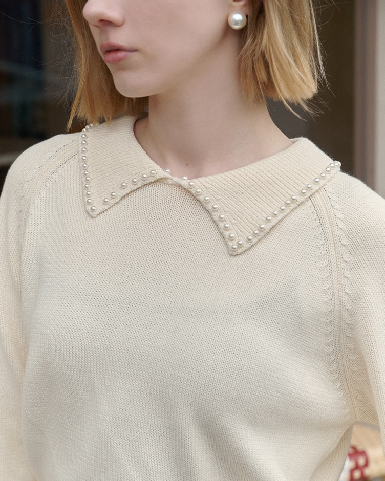 珍珠造型針織上衣