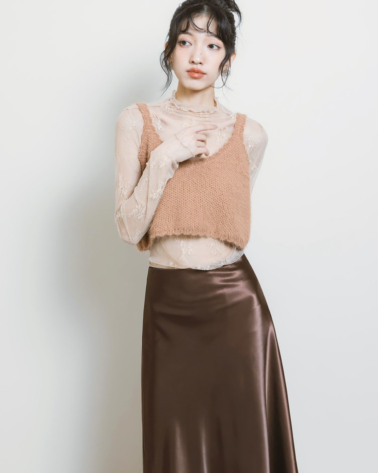 花邊針織短版針織背心