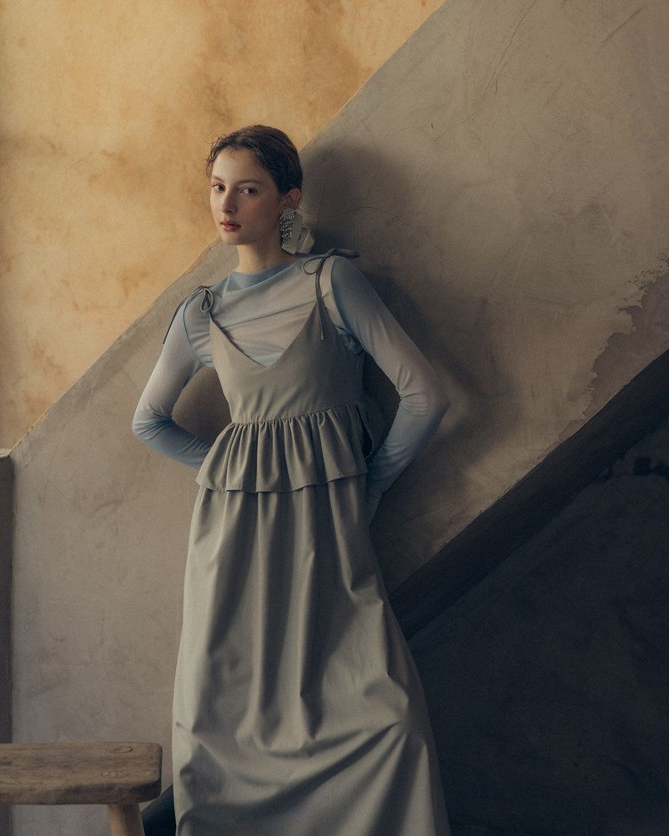 暈染透肌網紗長袖上衣