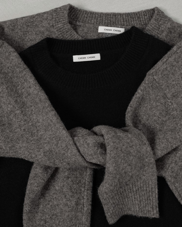 羊毛短版針織長袖上衣