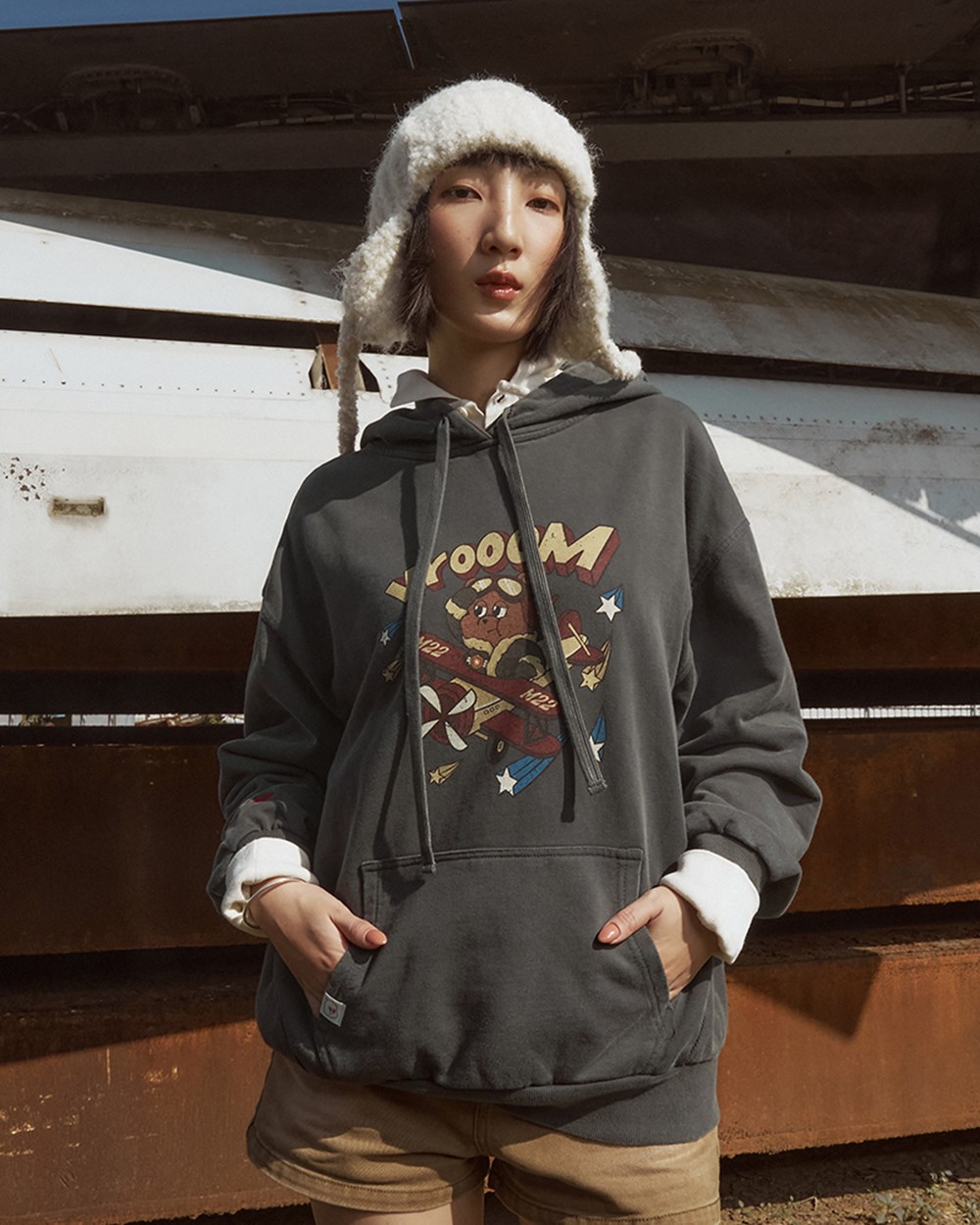 Bobby&Bella飛行熊熊水洗連帽衛衣