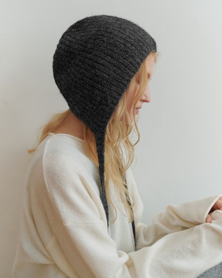 磨毛混紗感綁帶針織毛帽