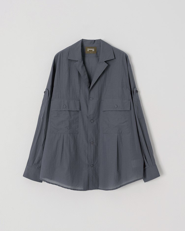 輕薄多口袋長袖襯衫