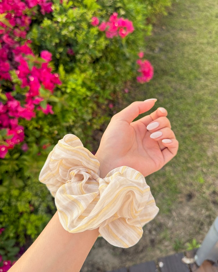輕新透紗條紋大腸圈