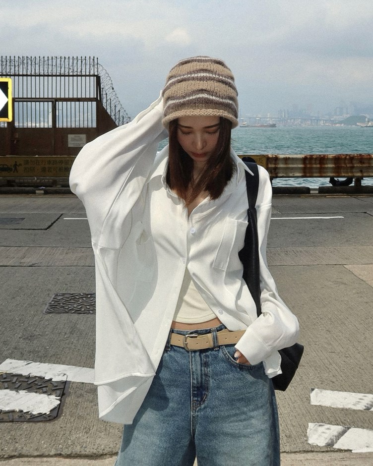 雙口袋寬鬆襯衫