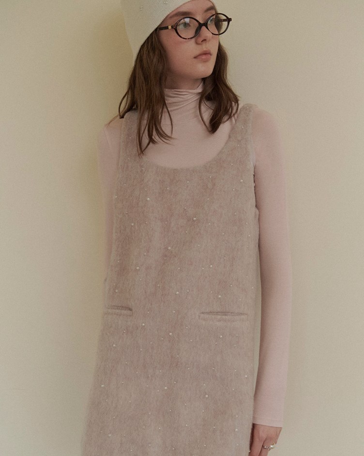 小香風珍珠毛呢短洋裝