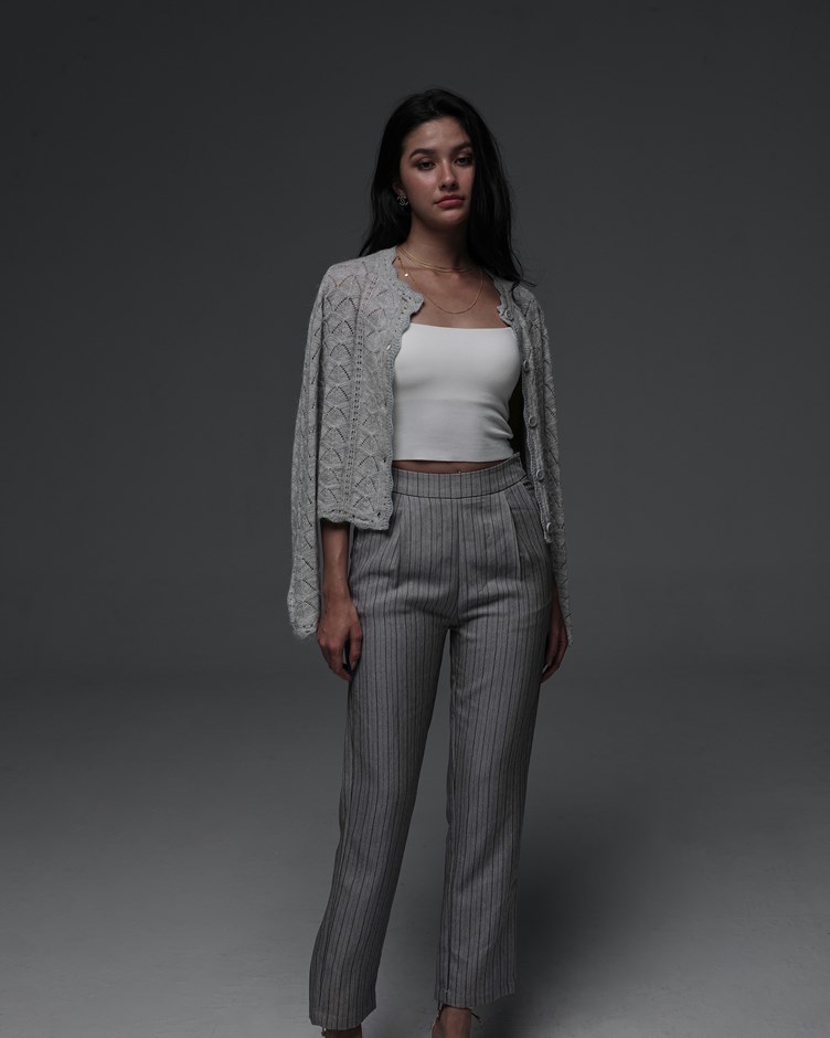 百搭直條直筒顯瘦西裝褲