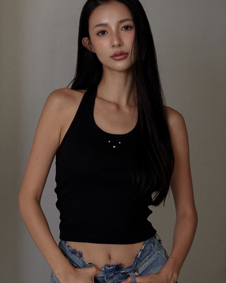 個性鉚釘掛脖背心