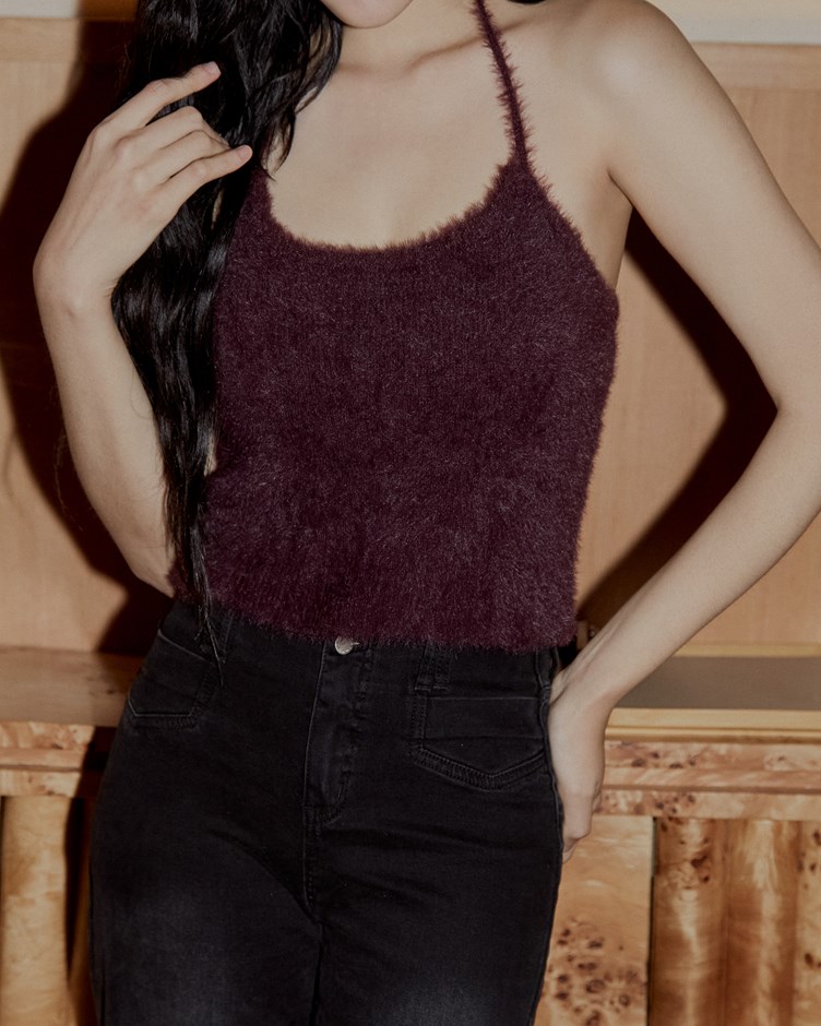 仿貂毛繞頸BRA TOP