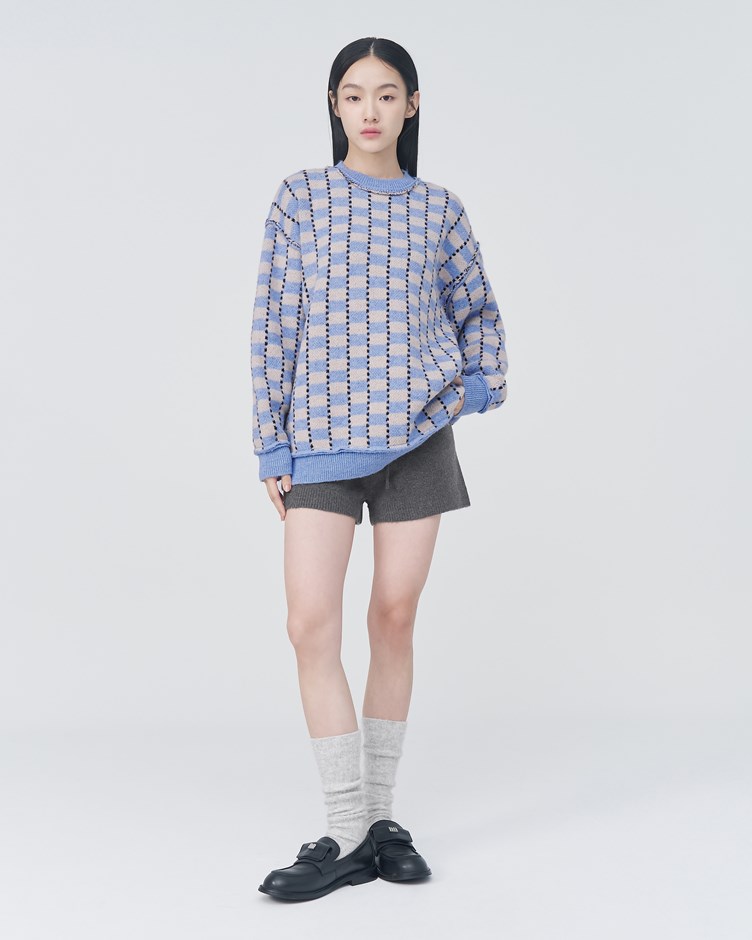 磨毛感格紋毛衣
