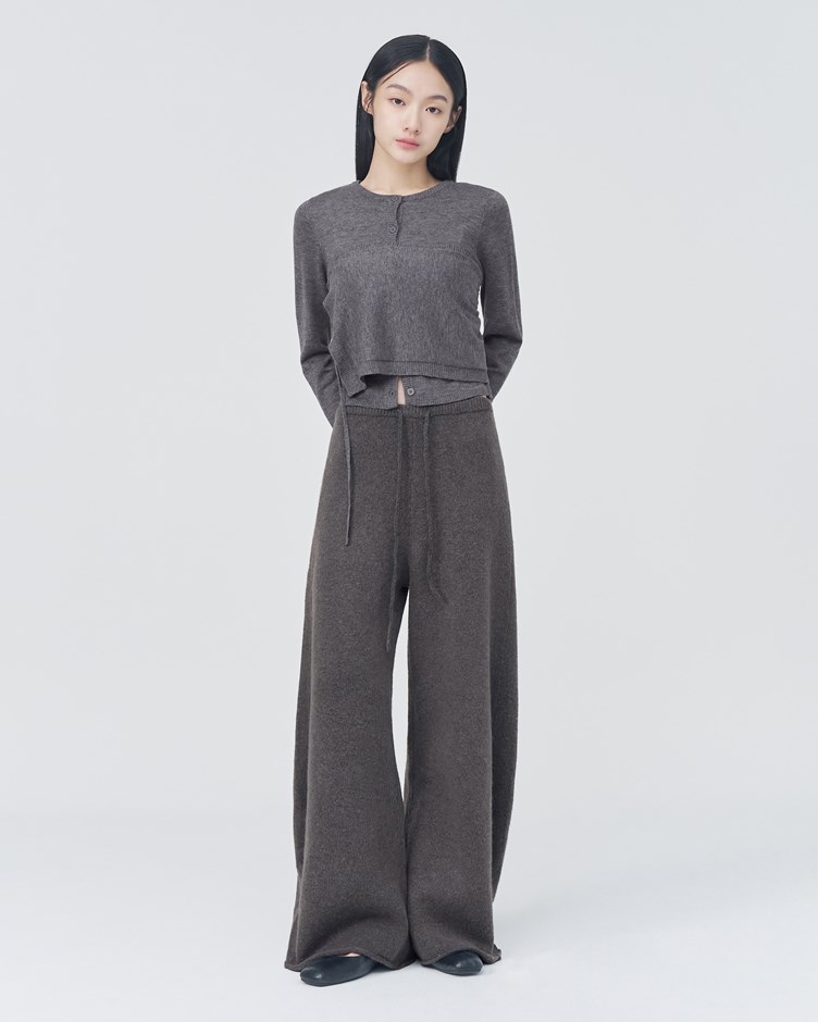 毛絨針織弧形長褲 (針織收肉褲)