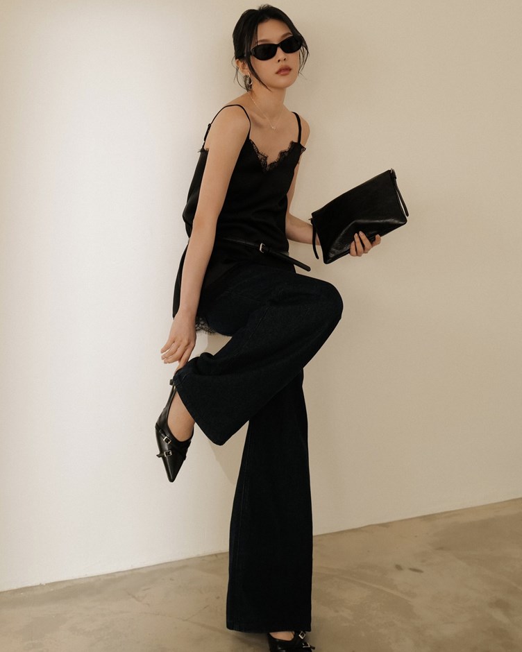 挺版高腰牛仔長褲