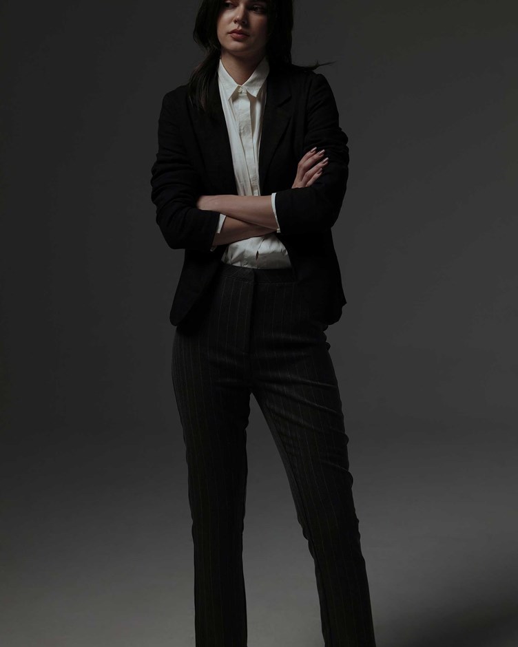 極簡直紋西裝褲