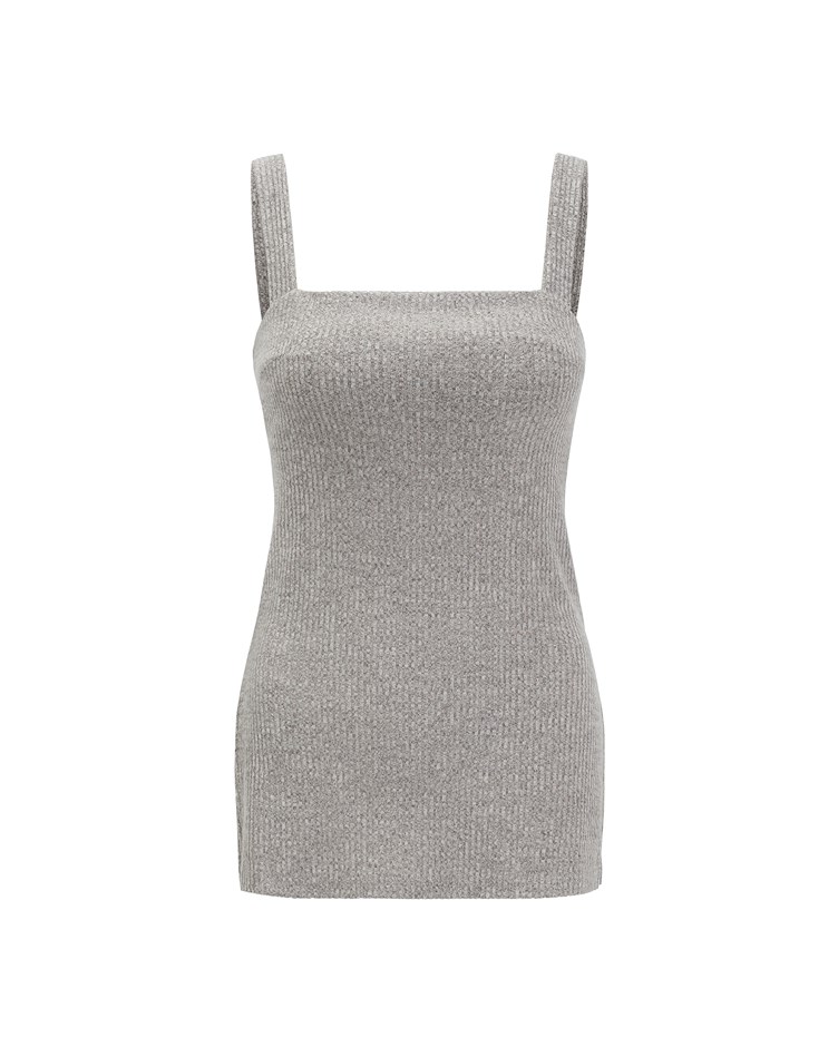 mixed yarn ribbed knitted top