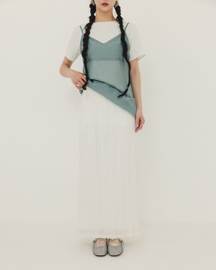 立體蕾絲鬆緊長裙