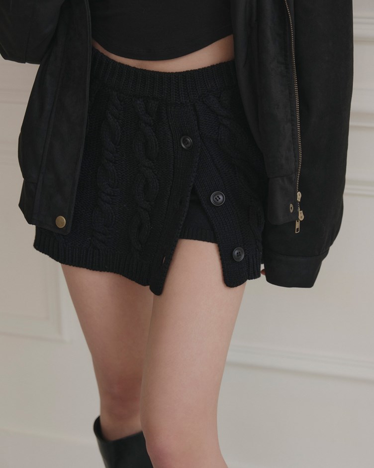 冬日溫暖麻花針織短裙