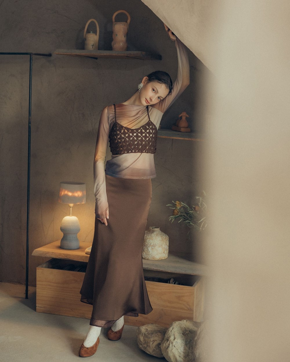 日系手工鉤花針織背心