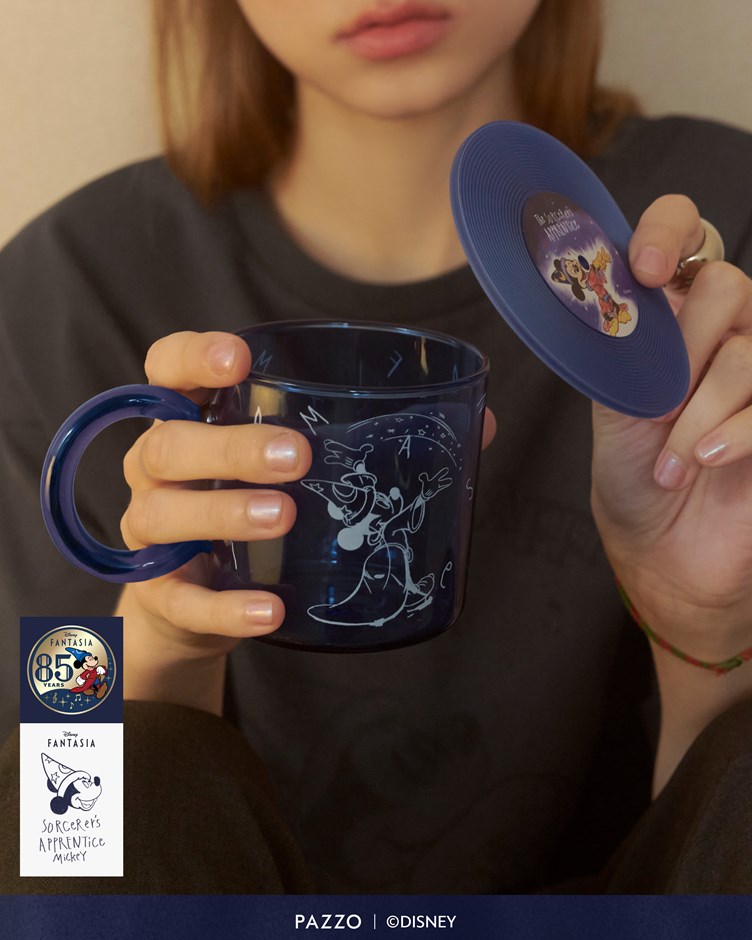 Disney Fantasia系列魔法師米奇透明玻璃杯(附杯墊)