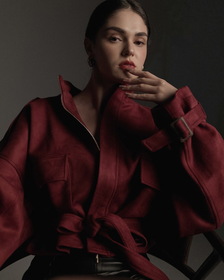 靜奢麂皮短版夾克