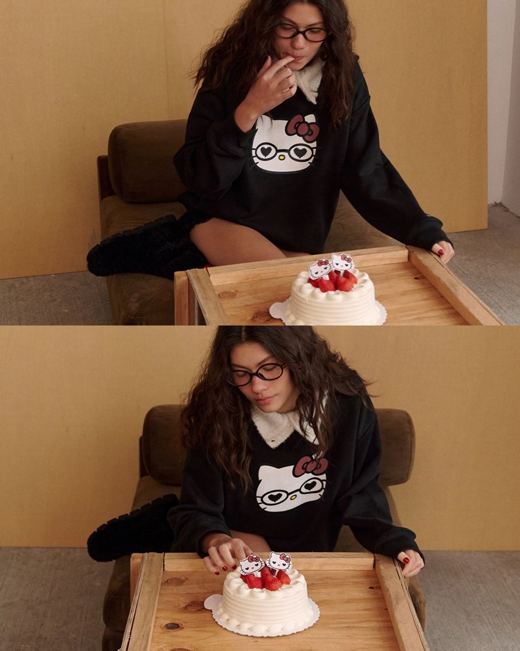 HELLO KITTY 大臉造型大學TEE