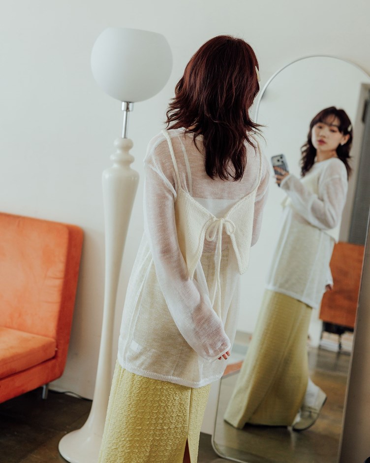 後綁帶短版針織背心