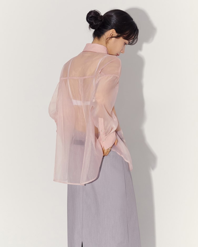 輕薄透膚長袖襯衫