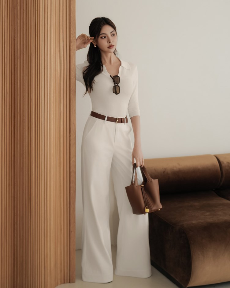 拼接西裝落地寬褲