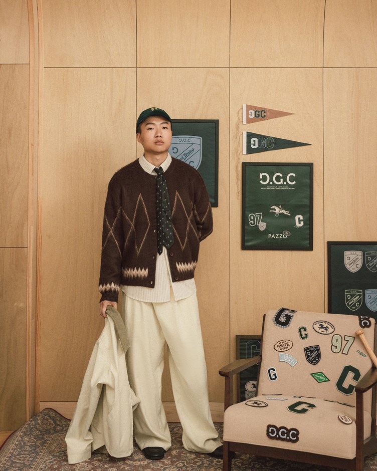 GGC刺繡織紋雙褶西裝褲(附腰帶)(MEN)(金針菇&黃大謙聯名款)