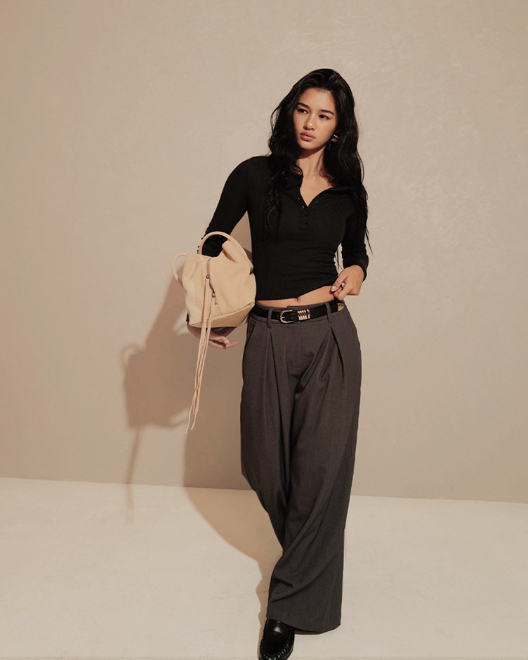 羊毛混紡打摺寬褲(The Elaru label 聯名款-Ruby)