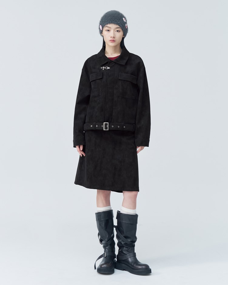 麂皮絨面半身裙