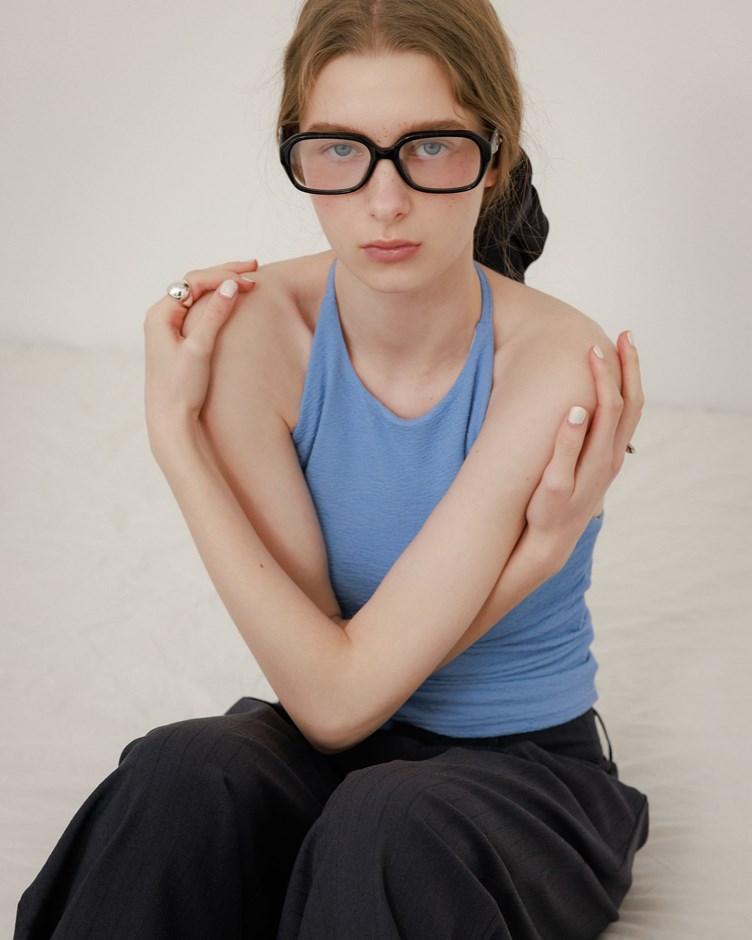 皺皺紋理繞脖綁帶BRA TOP