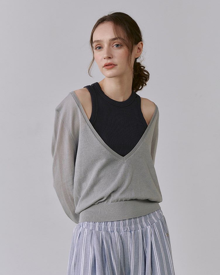 low-cut v shape top