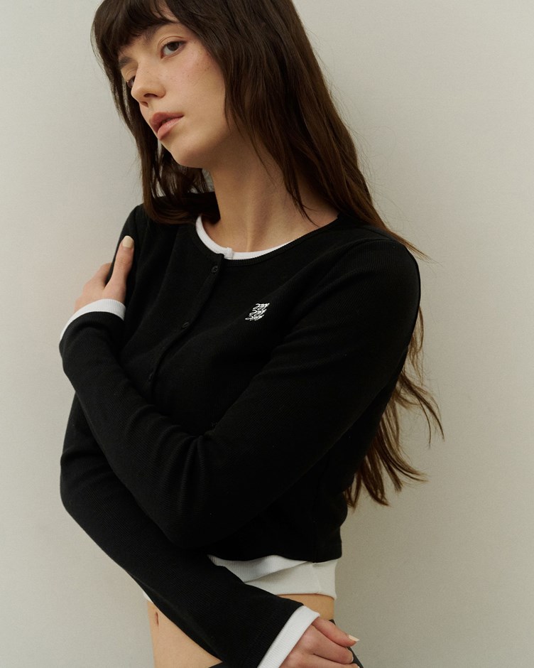 MIT品牌LOGO羅紋假兩件造型上衣