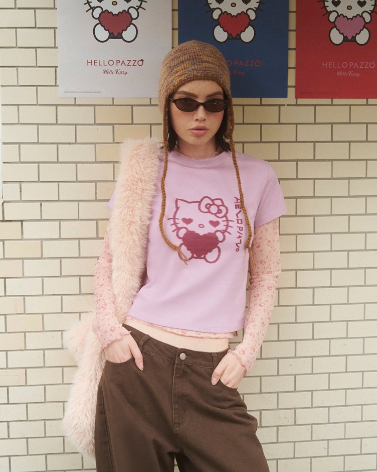 HELLO KITTY復古感愛心短袖上衣