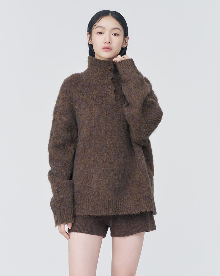 馬海花紗翻領毛衣