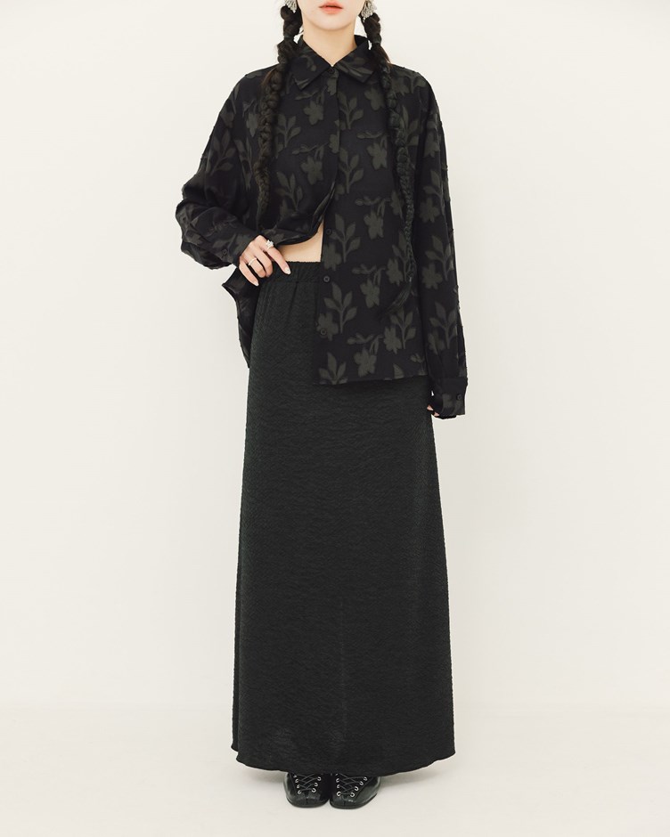 皺皺木耳捲邊長裙