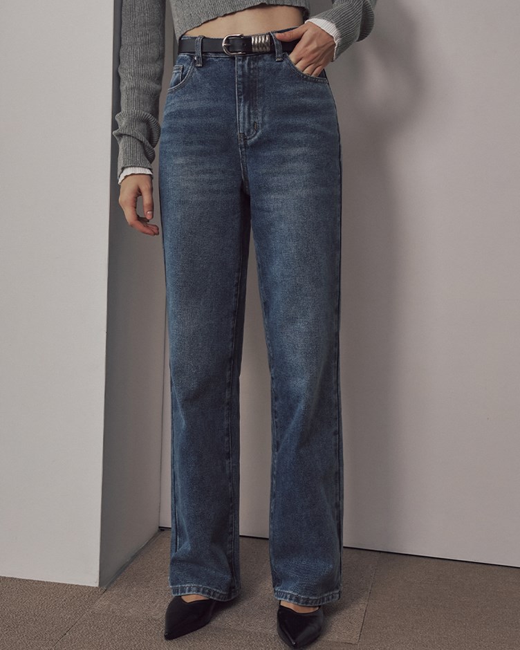 直筒顯瘦造型口袋牛仔褲(ME.)