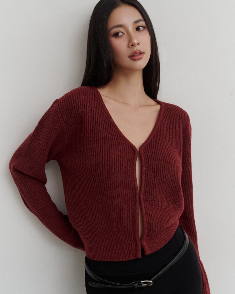 mi磨毛感鉤釦針織上衣