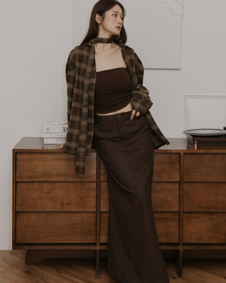 斜紋開岔魚尾長裙