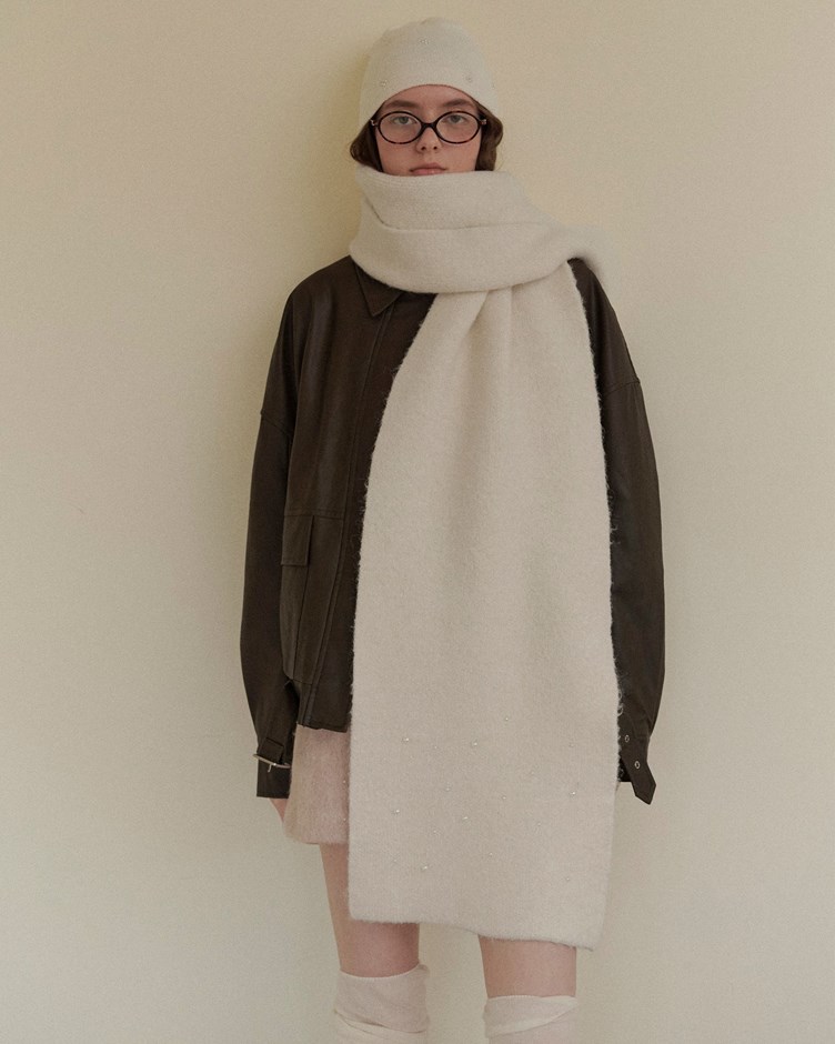 舒適羊駝毛珍珠圍巾