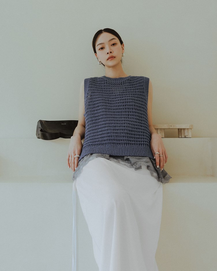 簍空洞洞寬鬆針織背心