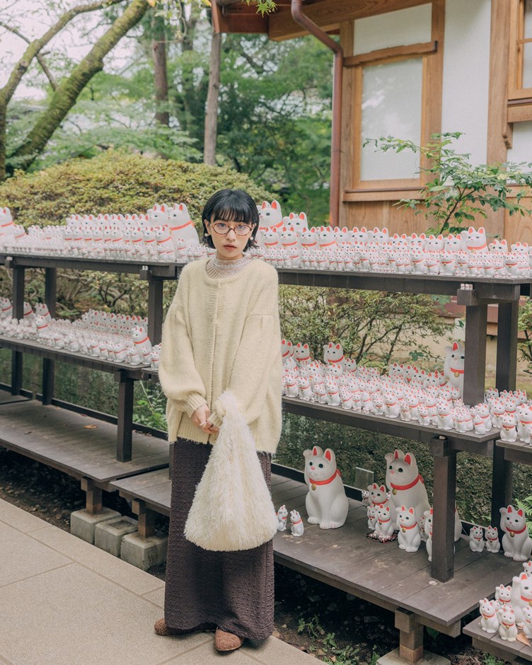 縐縐肌理後開岔長裙