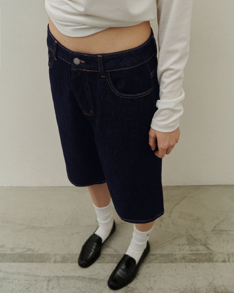 水洗質感牛仔五分褲