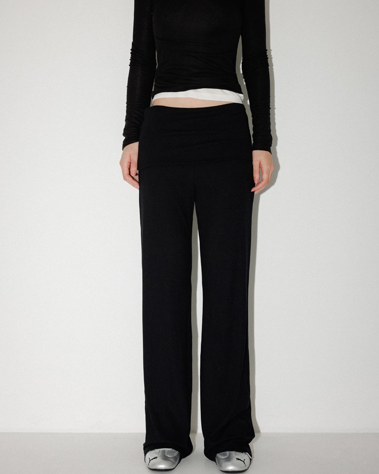 舒彈羅紋寬腰結顯瘦長腿褲