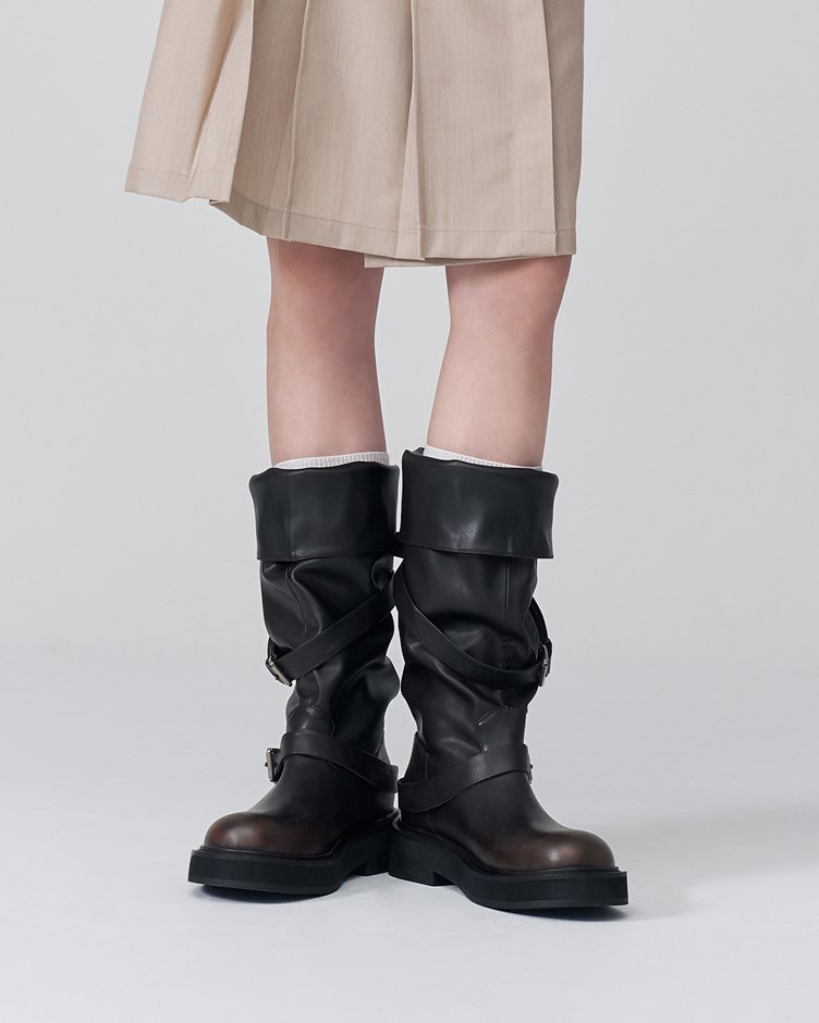 多穿法仿舊騎士長靴 ( 軟皮堆堆靴 )